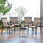 High-Back Patio Armchair, Blue/Coffee/Black, Set of 2