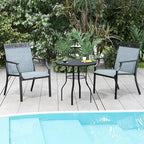 High-Back Patio Armchair, Blue/Coffee/Black, Set of 2