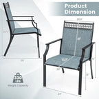 High-Back Patio Armchair, Blue/Coffee/Black, Set of 2