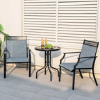 High-Back Patio Armchair, Blue/Coffee/Black, Set of 2