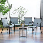 High-Back Patio Armchair, Blue/Coffee/Black, Set of 2