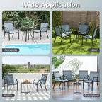 High-Back Patio Armchair, Blue/Coffee/Black, Set of 2