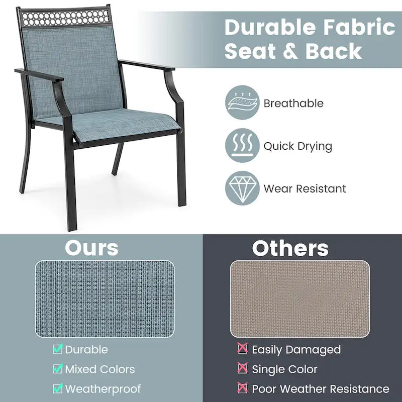 High-Back Patio Armchair, Blue/Coffee/Black, Set of 2