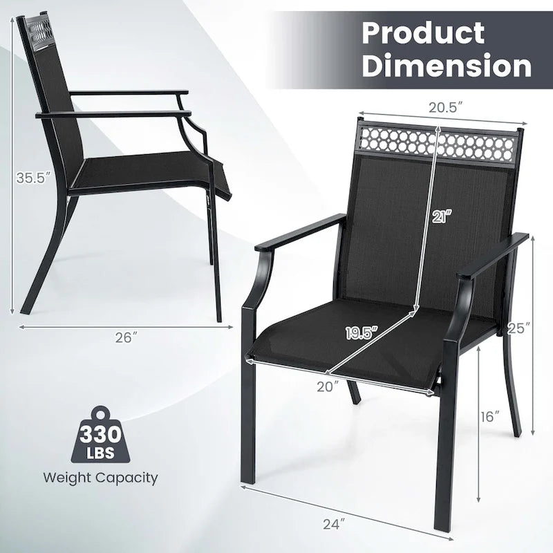 High-Back Patio Armchair, Blue/Coffee/Black, Set of 2