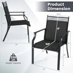 High-Back Patio Armchair, Blue/Coffee/Black, Set of 2