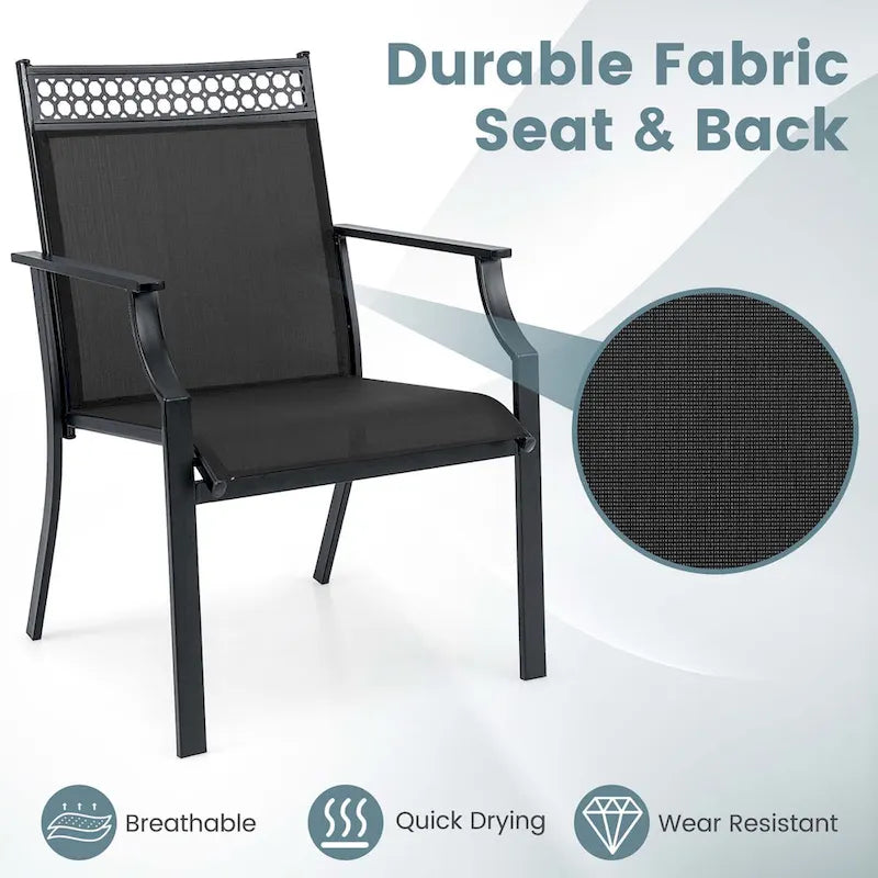 High-Back Patio Armchair, Blue/Coffee/Black, Set of 2