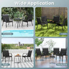 High-Back Patio Armchair, Blue/Coffee/Black, Set of 2