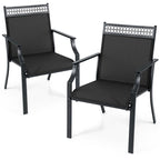 High-Back Patio Armchair, Blue/Coffee/Black, Set of 2