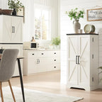 47" Farmhouse Kitchen Pantry Cabinet with Double Barn Doors – Rustic Grey / Blue / Black / White / Brown