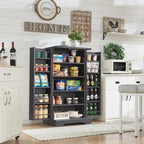 47" Farmhouse Kitchen Pantry Cabinet with Double Barn Doors – Rustic Grey / Blue / Black / White / Brown