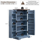 47" Farmhouse Kitchen Pantry Cabinet with Double Barn Doors – Rustic Grey / Blue / Black / White / Brown