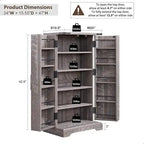 47" Farmhouse Kitchen Pantry Cabinet with Double Barn Doors – Rustic Grey / Blue / Black / White / Brown