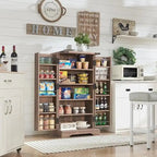 47" Farmhouse Kitchen Pantry Cabinet with Double Barn Doors – Rustic Grey / Blue / Black / White / Brown