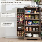 47" Farmhouse Kitchen Pantry Cabinet with Double Barn Doors – Rustic Grey / Blue / Black / White / Brown