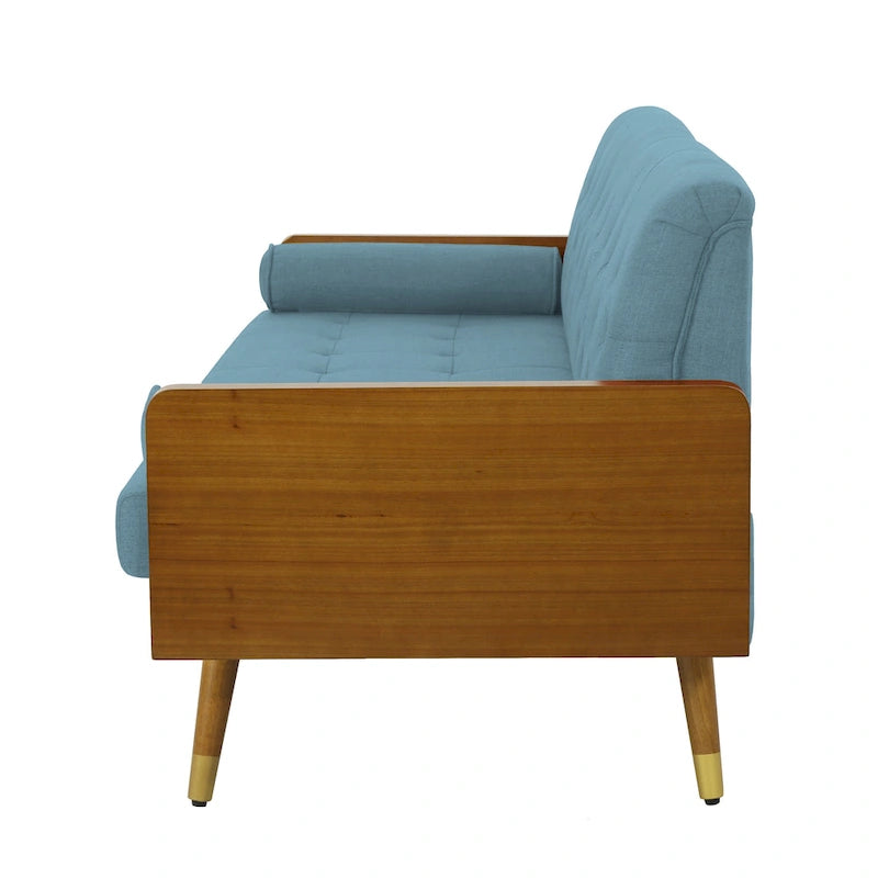 Beige / Red / Blue / Grey Mid-Century Tufted Sofa, Seats 4