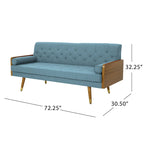 Beige / Red / Blue / Grey Mid-Century Tufted Sofa, Seats 4