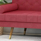 Beige / Red / Blue / Grey Mid-Century Tufted Sofa, Seats 4