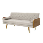 Beige / Red / Blue / Grey Mid-Century Tufted Sofa, Seats 4