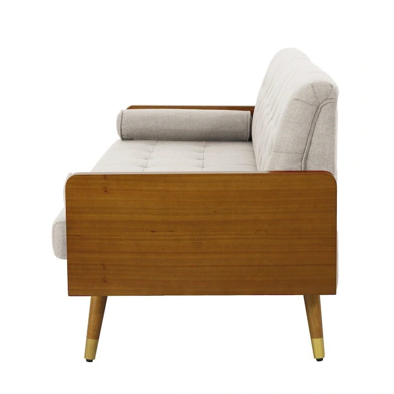 Beige / Red / Blue / Grey Mid-Century Tufted Sofa, Seats 4