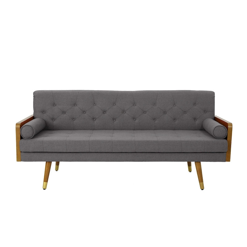 Beige / Red / Blue / Grey Mid-Century Tufted Sofa, Seats 4