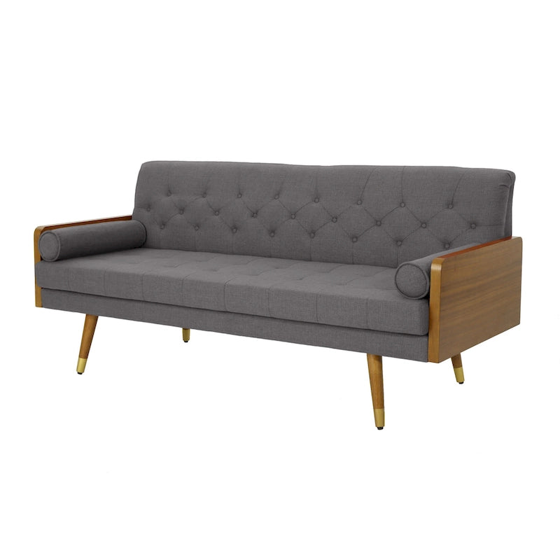 Beige / Red / Blue / Grey Mid-Century Tufted Sofa, Seats 4