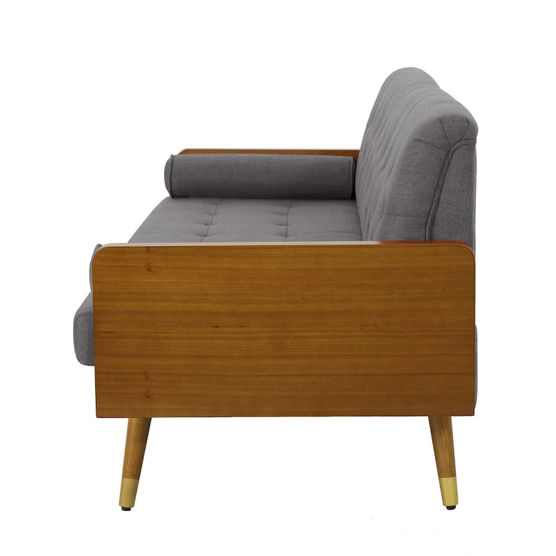 Beige / Red / Blue / Grey Mid-Century Tufted Sofa, Seats 4