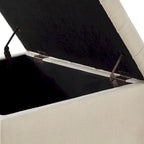 Linen / Black PU / Beige / Dark Gray Square Storage Ottoman with Wooden Legs, Seats 1