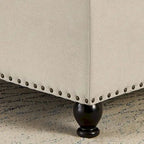 Linen / Black PU / Beige / Dark Gray Square Storage Ottoman with Wooden Legs, Seats 1