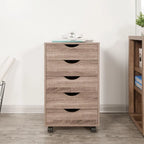 5-Drawer Wood Storage Dresser with Wheels – White / Espresso / Oak / Black | Multiple Colors