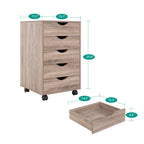 5-Drawer Wood Storage Dresser with Wheels – White / Espresso / Oak / Black | Multiple Colors