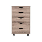 5-Drawer Wood Storage Dresser with Wheels – White / Espresso / Oak / Black | Multiple Colors