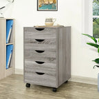 5-Drawer Wood Storage Dresser with Wheels – White / Espresso / Oak / Black | Multiple Colors