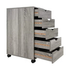 5-Drawer Wood Storage Dresser with Wheels – White / Espresso / Oak / Black | Multiple Colors