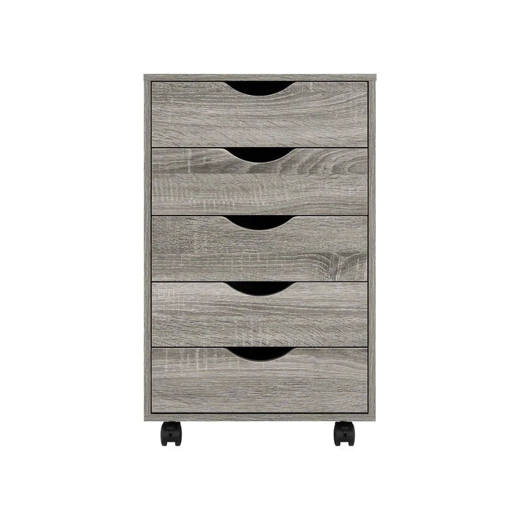 5-Drawer Wood Storage Dresser with Wheels – White / Espresso / Oak / Black | Multiple Colors