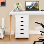 5-Drawer Wood Storage Dresser with Wheels – White / Espresso / Oak / Black | Multiple Colors