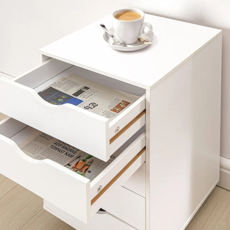 5-Drawer Wood Storage Dresser with Wheels – White / Espresso / Oak / Black | Multiple Colors