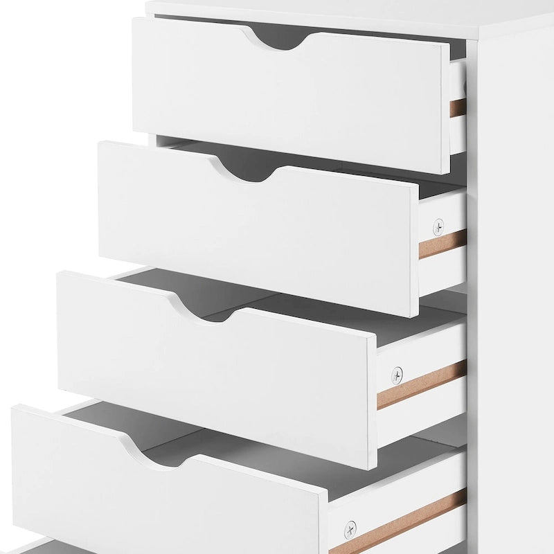 5-Drawer Wood Storage Dresser with Wheels – White / Espresso / Oak / Black | Multiple Colors