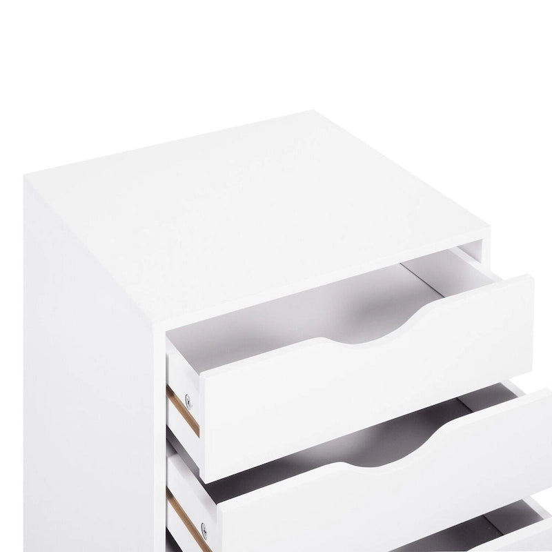 5-Drawer Wood Storage Dresser with Wheels – White / Espresso / Oak / Black | Multiple Colors