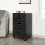 5-Drawer Wood Storage Dresser with Wheels – White / Espresso / Oak / Black | Multiple Colors
