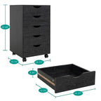 5-Drawer Wood Storage Dresser with Wheels – White / Espresso / Oak / Black | Multiple Colors