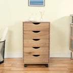 5-Drawer Wood Storage Dresser with Wheels – White / Espresso / Oak / Black | Multiple Colors