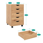 5-Drawer Wood Storage Dresser with Wheels – White / Espresso / Oak / Black | Multiple Colors