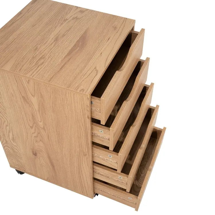 5-Drawer Wood Storage Dresser with Wheels – White / Espresso / Oak / Black | Multiple Colors