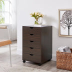 5-Drawer Wood Storage Dresser with Wheels – White / Espresso / Oak / Black | Multiple Colors
