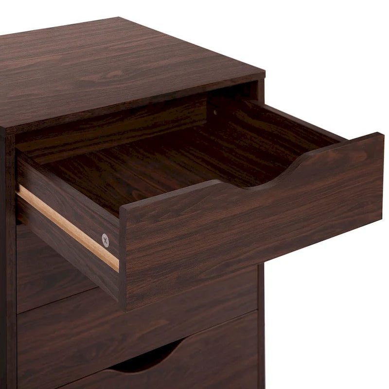5-Drawer Wood Storage Dresser with Wheels – White / Espresso / Oak / Black | Multiple Colors