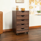 5-Drawer Wood Storage Dresser with Wheels – White / Espresso / Oak / Black | Multiple Colors