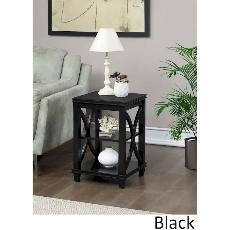 Black / Driftwood / Espresso End Table with Shelves, 1-Person