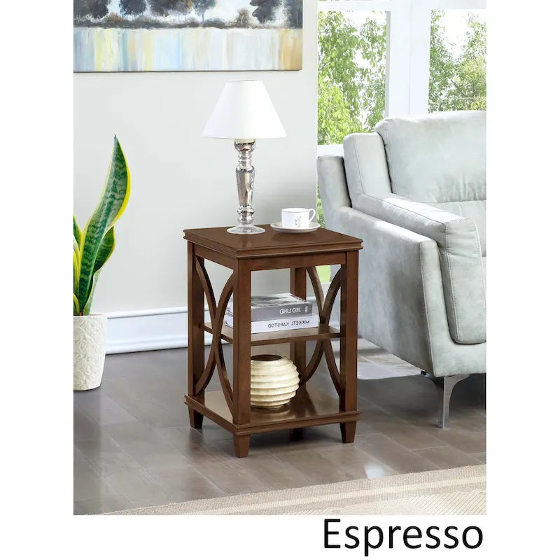 Black / Driftwood / Espresso End Table with Shelves, 1-Person