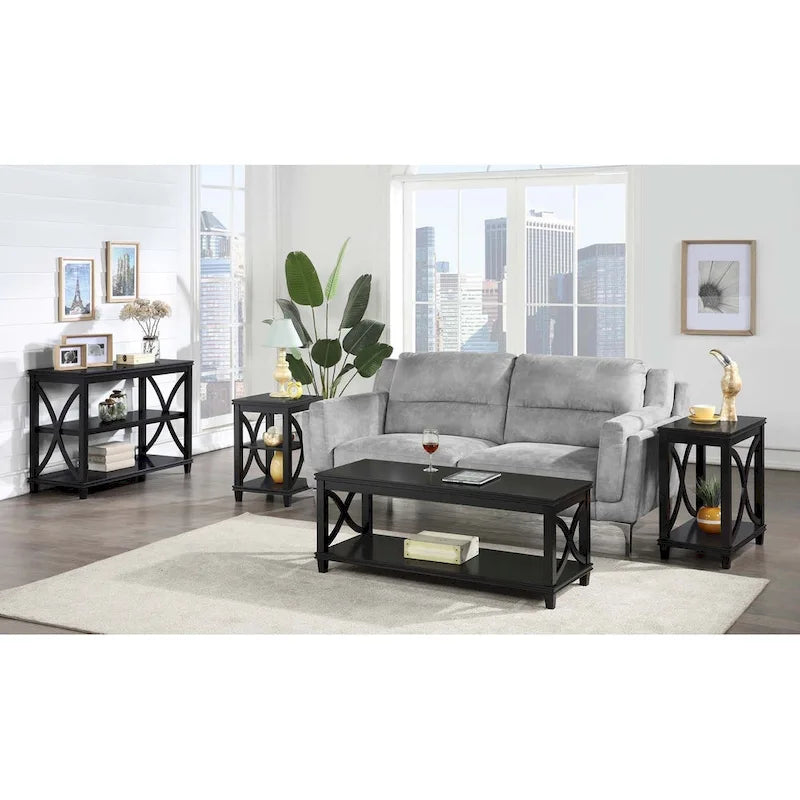 Black / Driftwood / Espresso End Table with Shelves, 1-Person