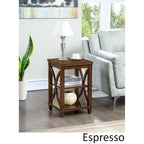 Black / Driftwood / Espresso End Table with Shelves, 1-Person